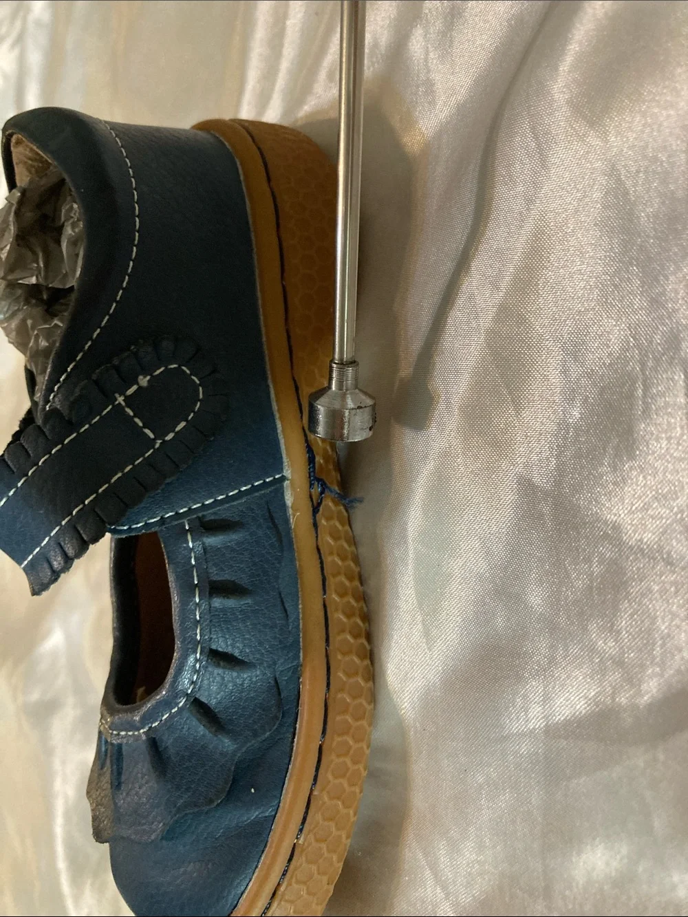 Livie & Luca Navy Mary Jane Shoes with Tan Sole